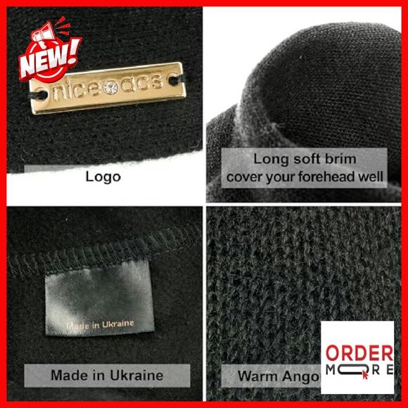 Warm Fleece-Lined Wool Angora Beret Hat One Size Fits Most main image 7